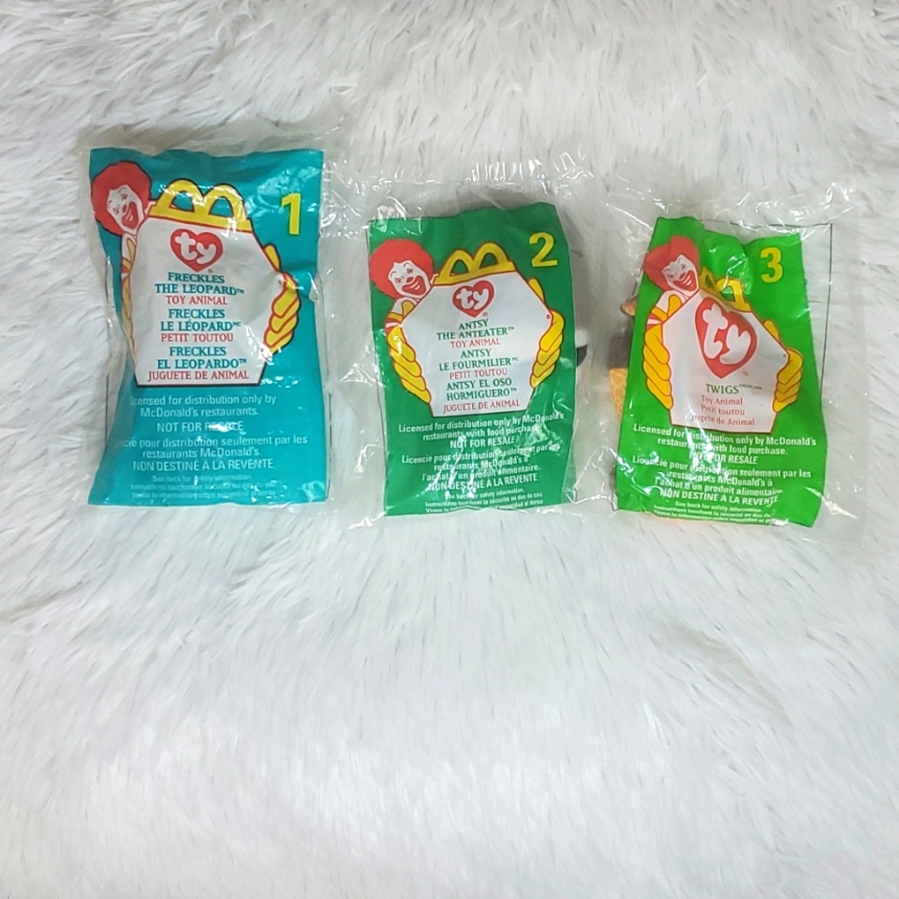 McDonald's TY Beanies Happy Meal Toy Lot of 3 1998 & 1999, New, Factory Sealed
